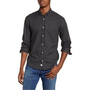 FRANK & EILEEN Don Solid Button-Up Shirt in Black Size Small